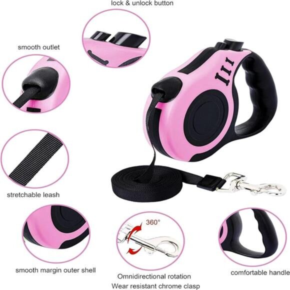 Retractable Dog Leash Lightweight 16FT Leash, with Folding Bowl,Dispenser,Waste - Picture 3 of 7